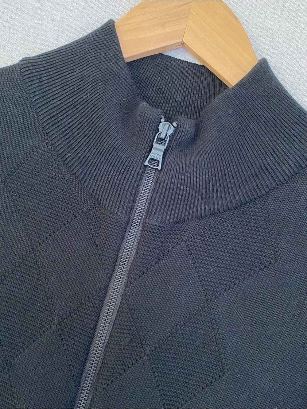 Banana Republic Argyle Pima Cotton Full Zip Sweater Cardigan
